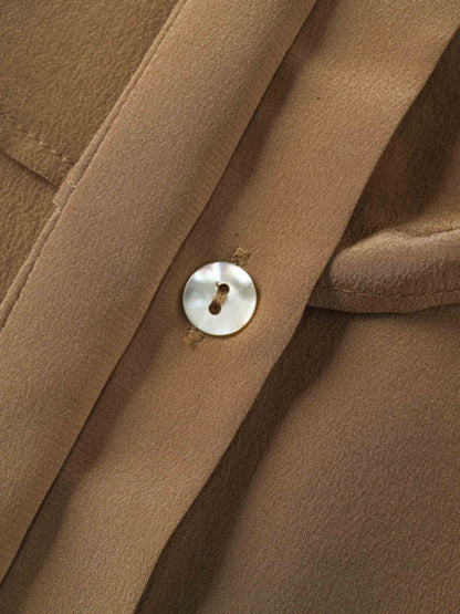 Silk Cape Blouse-Golden Olive