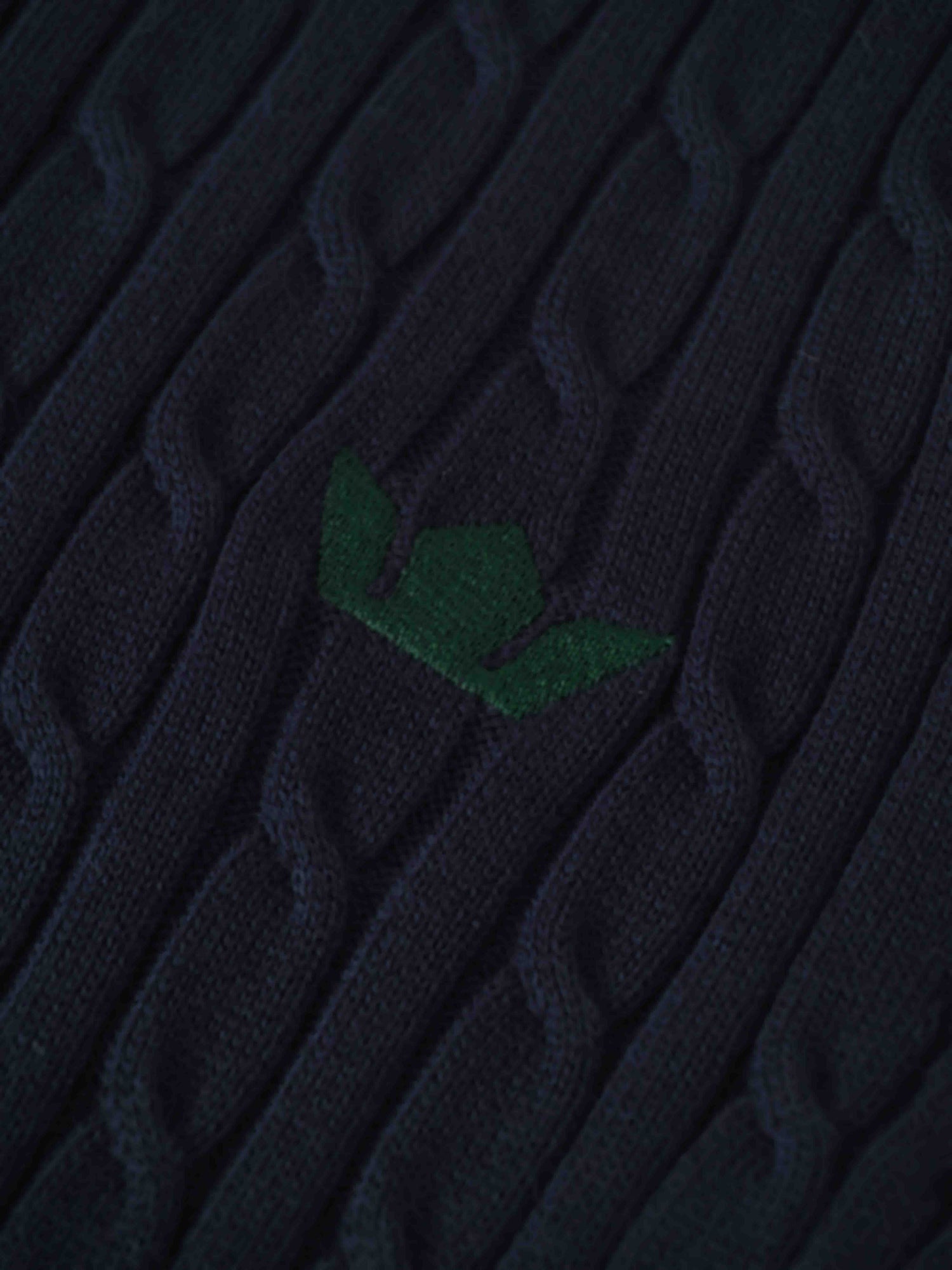 Logo Cable Sweater-Navy/Hunter Green
