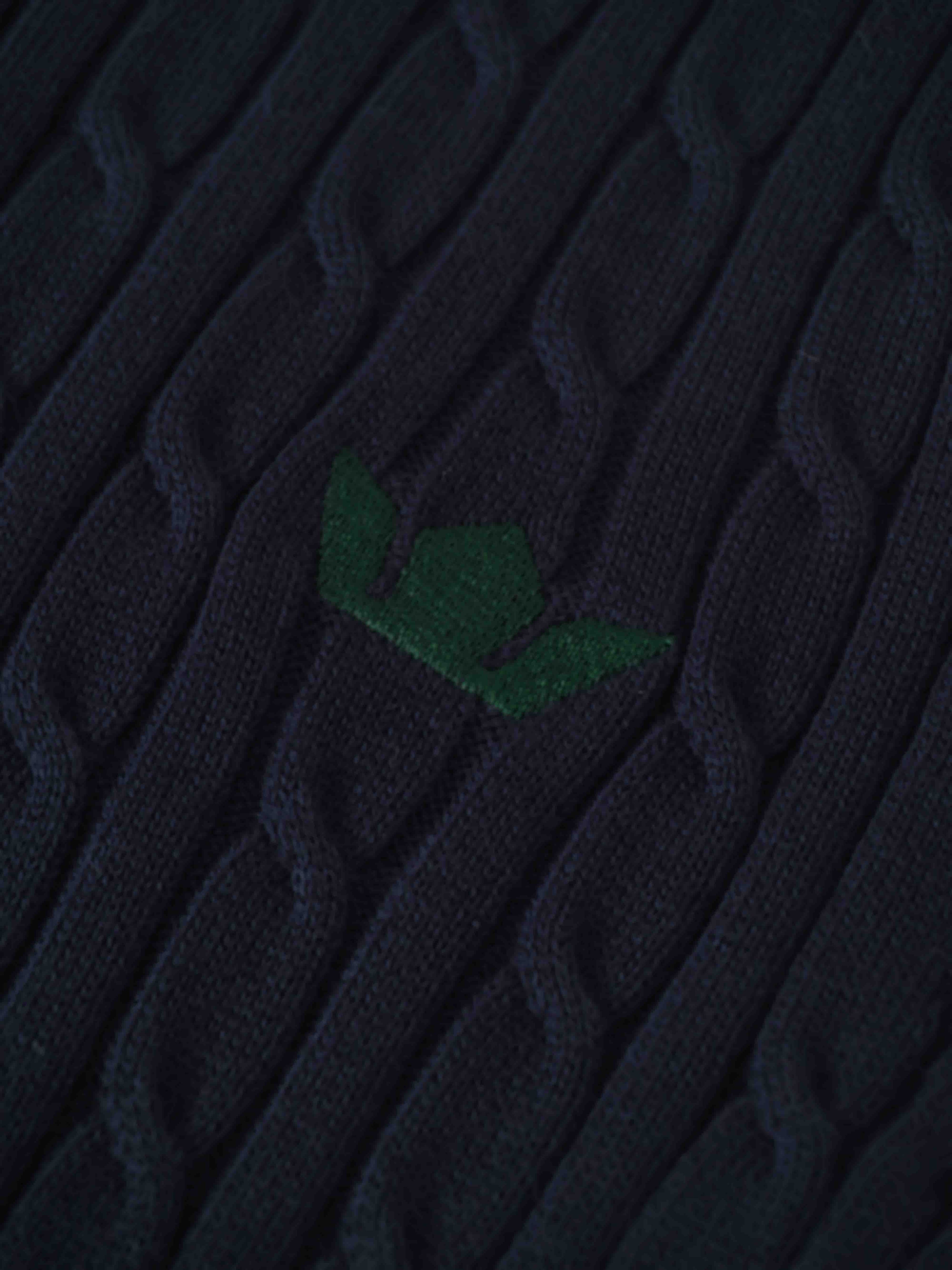 Logo Cable Sweater-Navy/Hunter Green