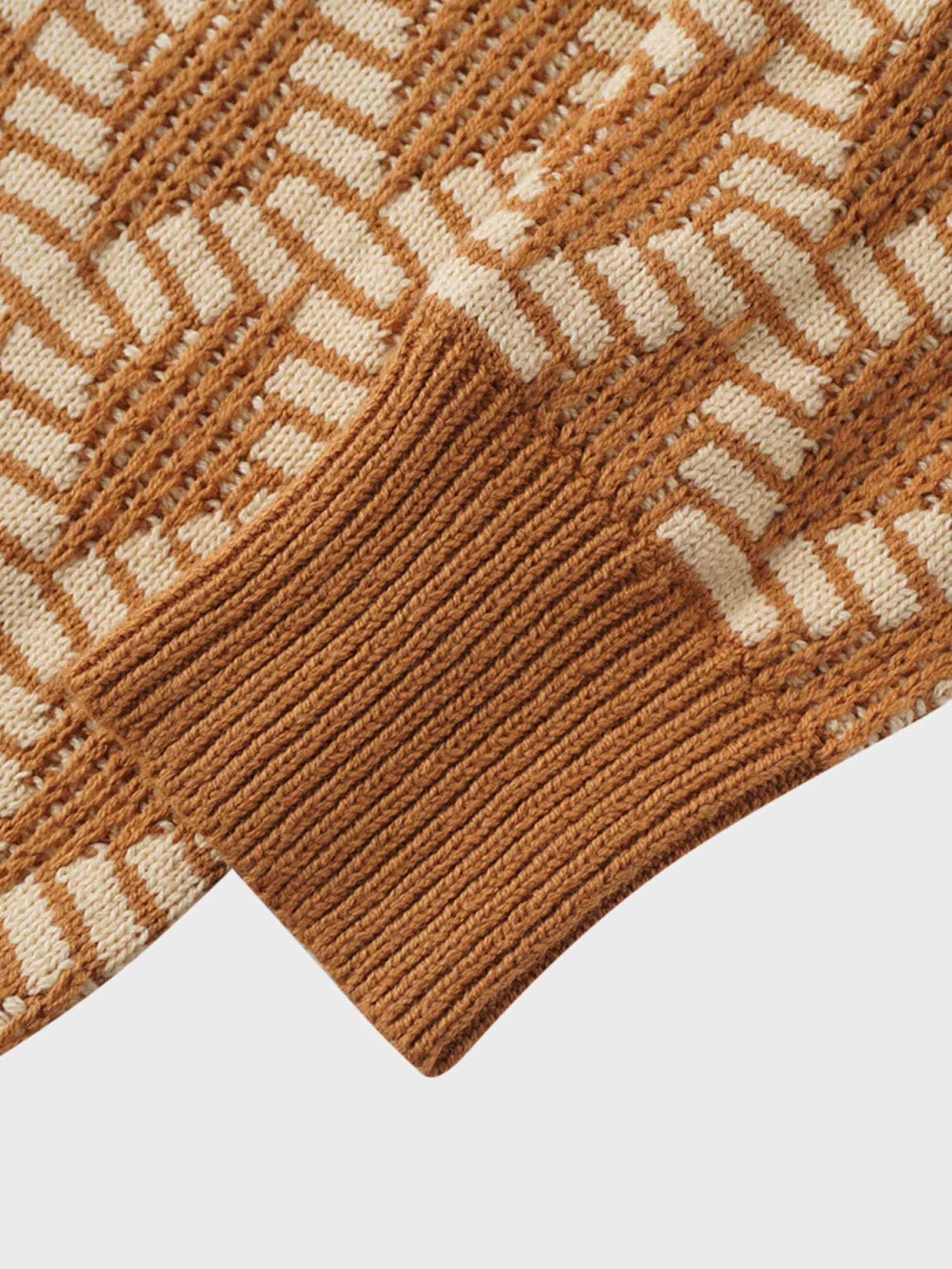 Half Zip Shawl Collar Sweater-Diamond Design