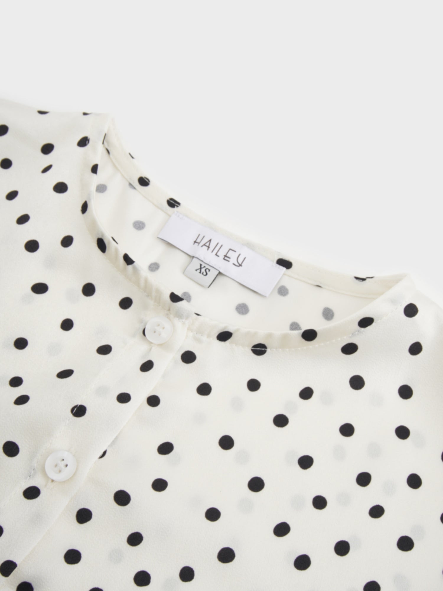 Puff Sleeve Button Down Blouse-Faux Satin Polka Dots
