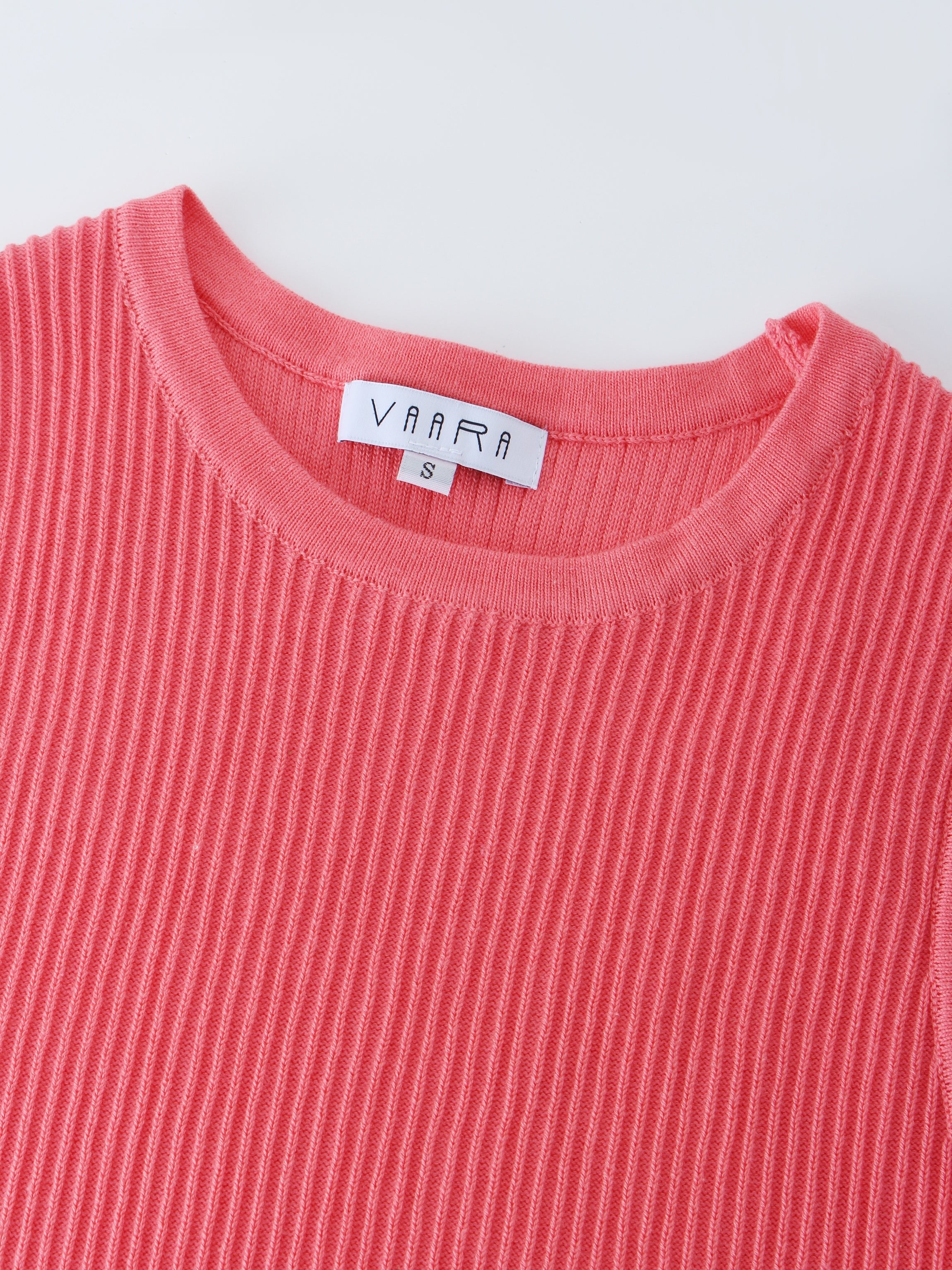 Sleeveless Ribbed Crew-Coral