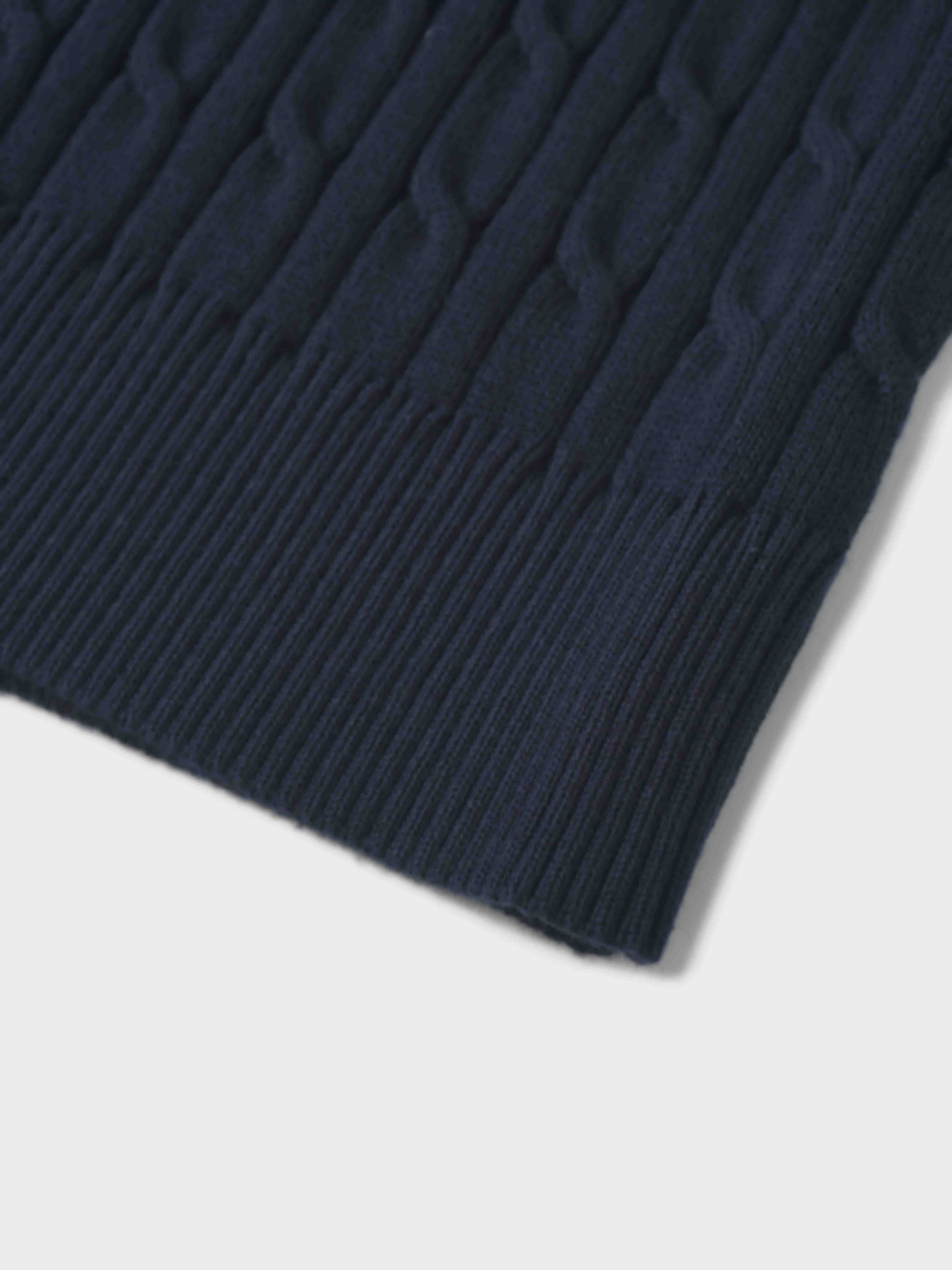 Logo Cable Sweater-Navy/Hunter Green