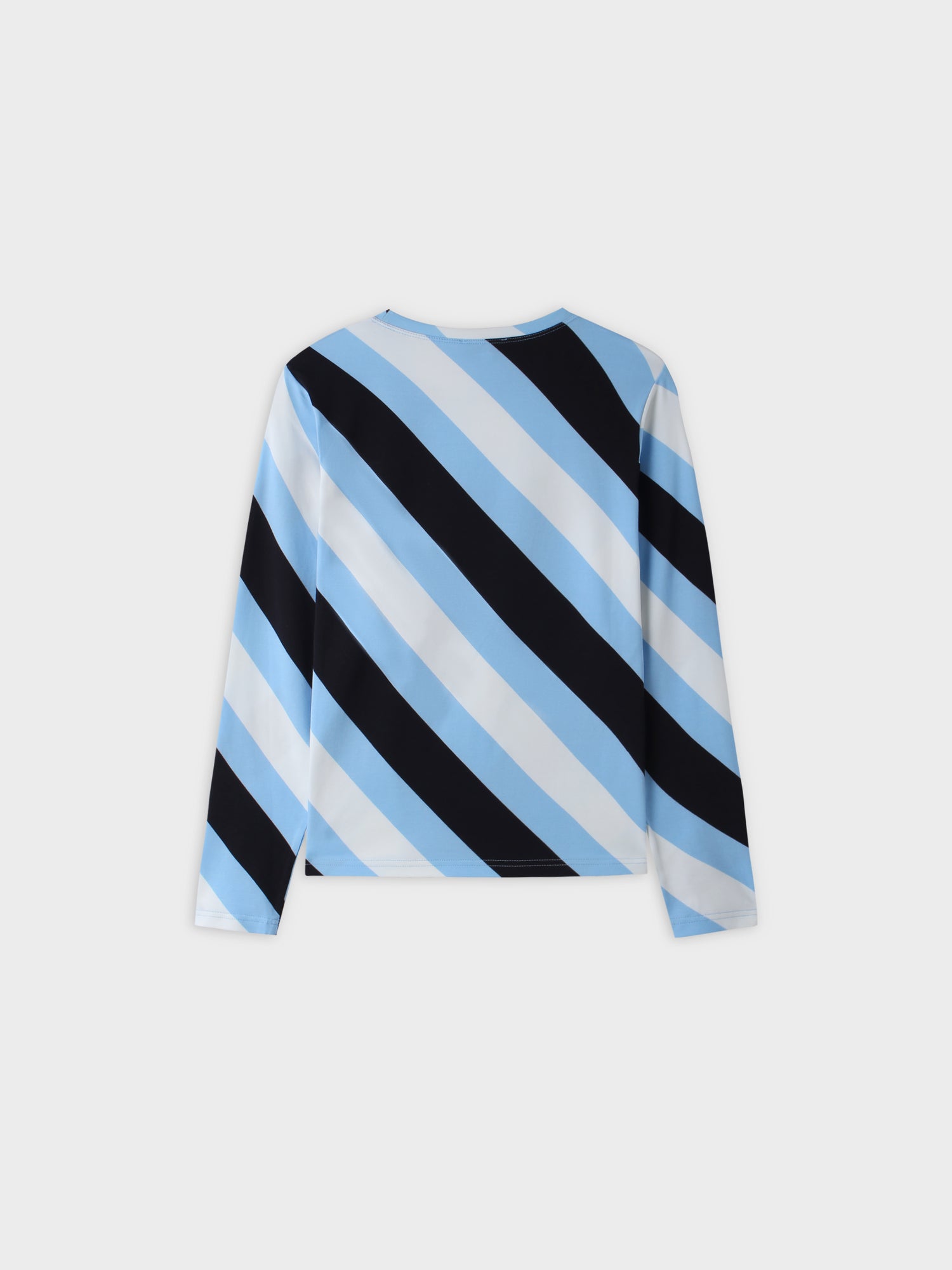 Printed Modal Tee-Light Blue/ B/W Stripe