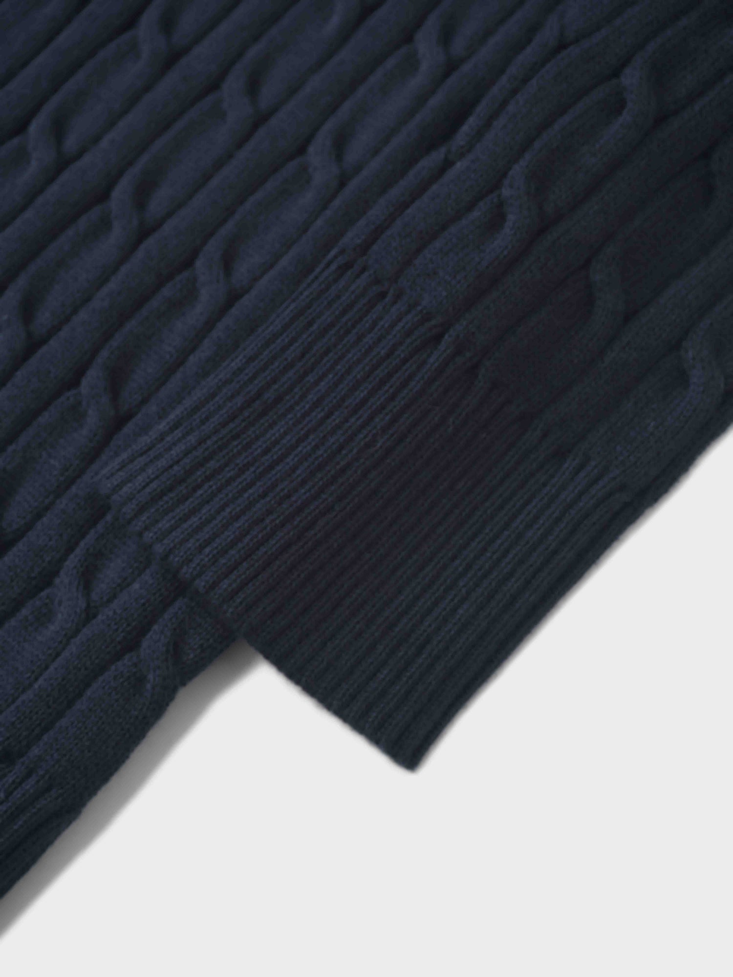 Logo Cable Sweater-Navy/Hunter Green