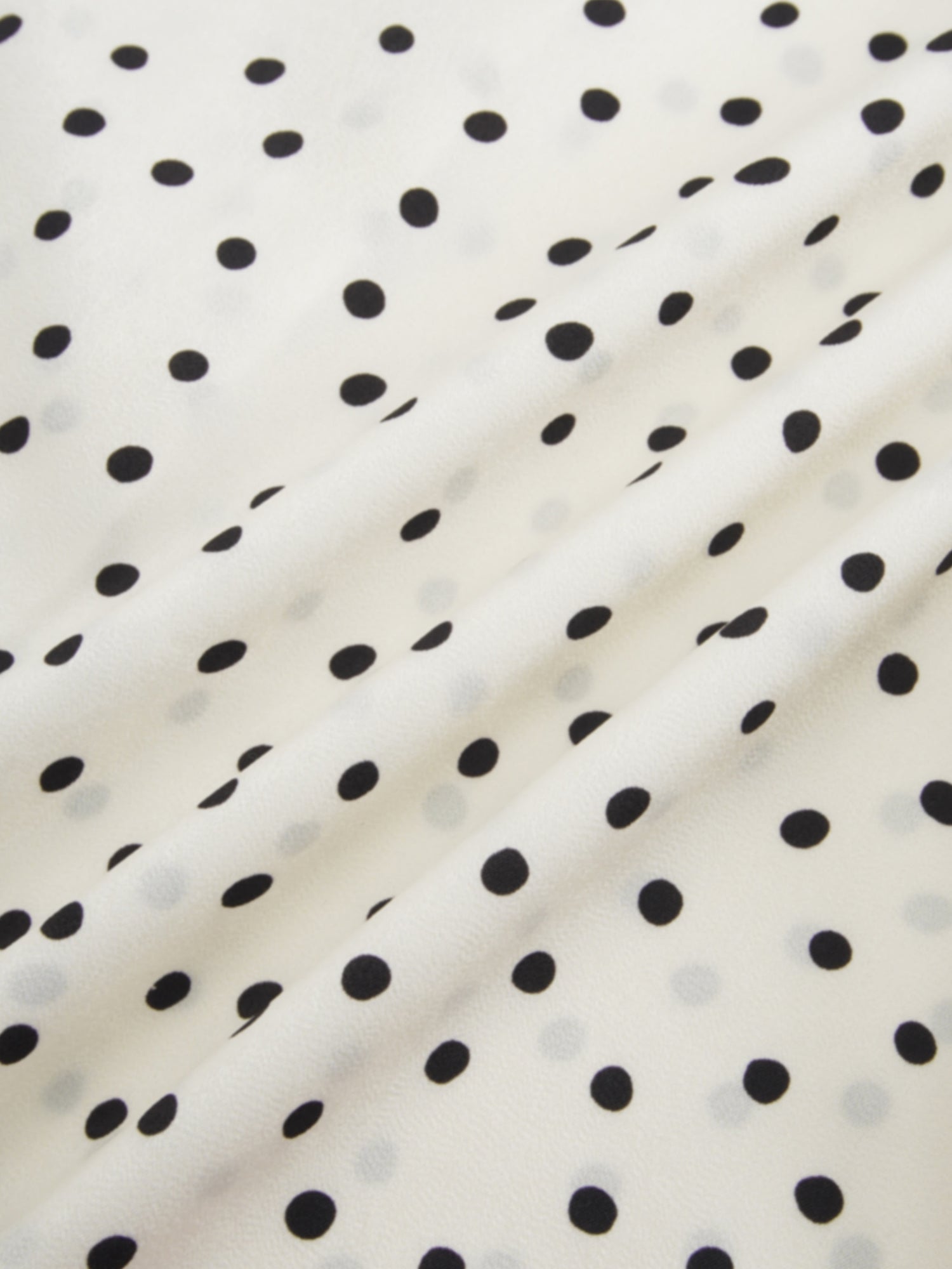 Puff Sleeve Button Down Blouse-Faux Satin Polka Dots