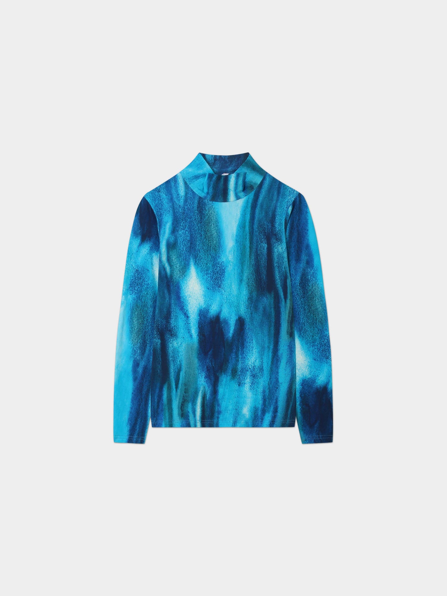 Printed Modal Turtleneck-Blue Ombre