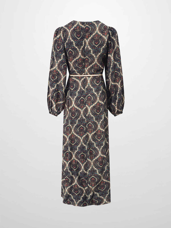 Belted Full Sleeve Dress-Medallion