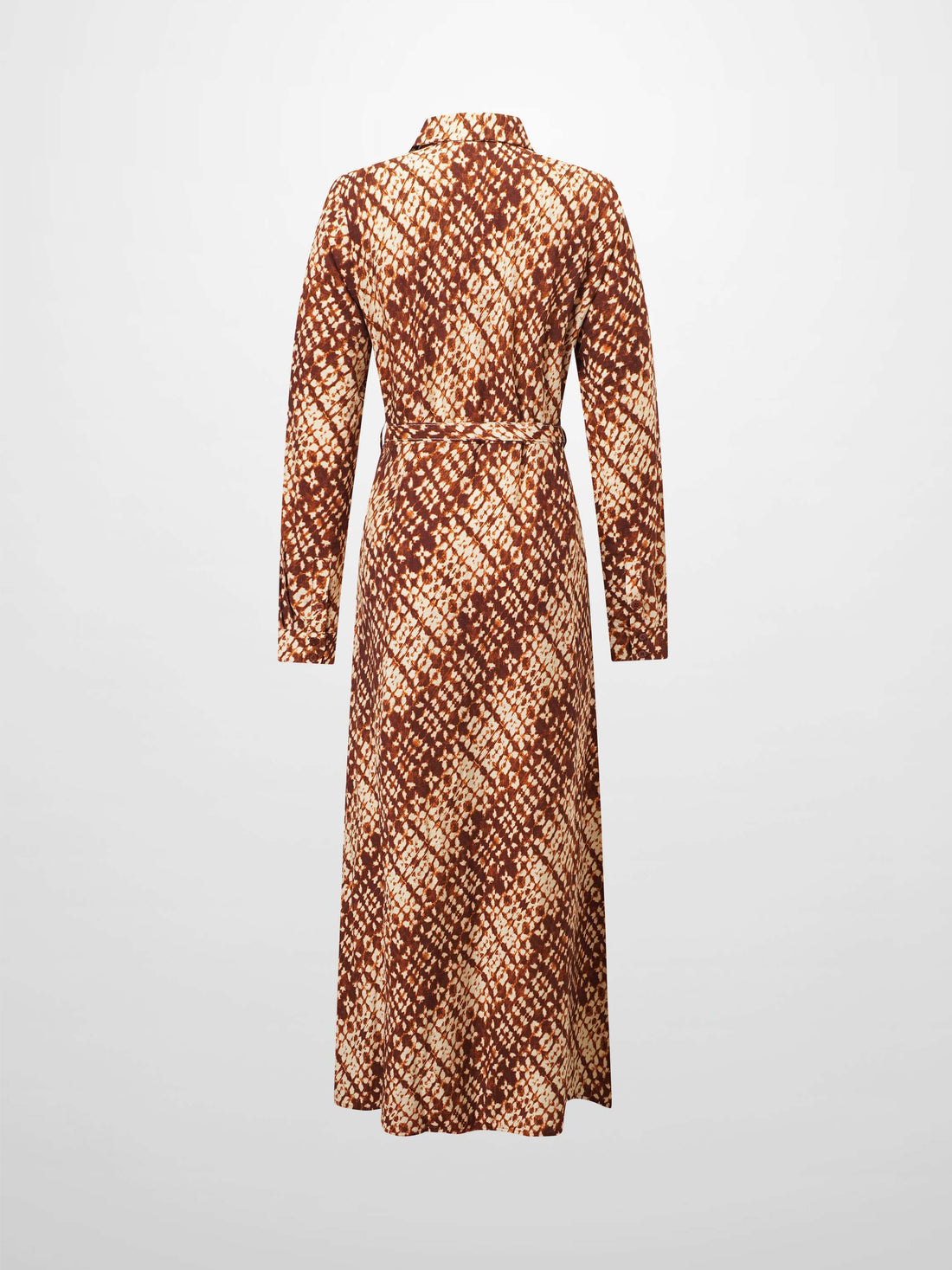 Basic Belted A-Line Dress-Brown Speckled