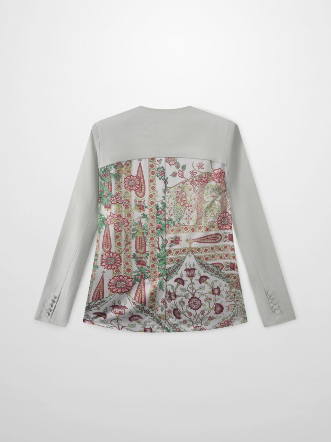 Silky Back Printed Blazer-Grey/Multi Color