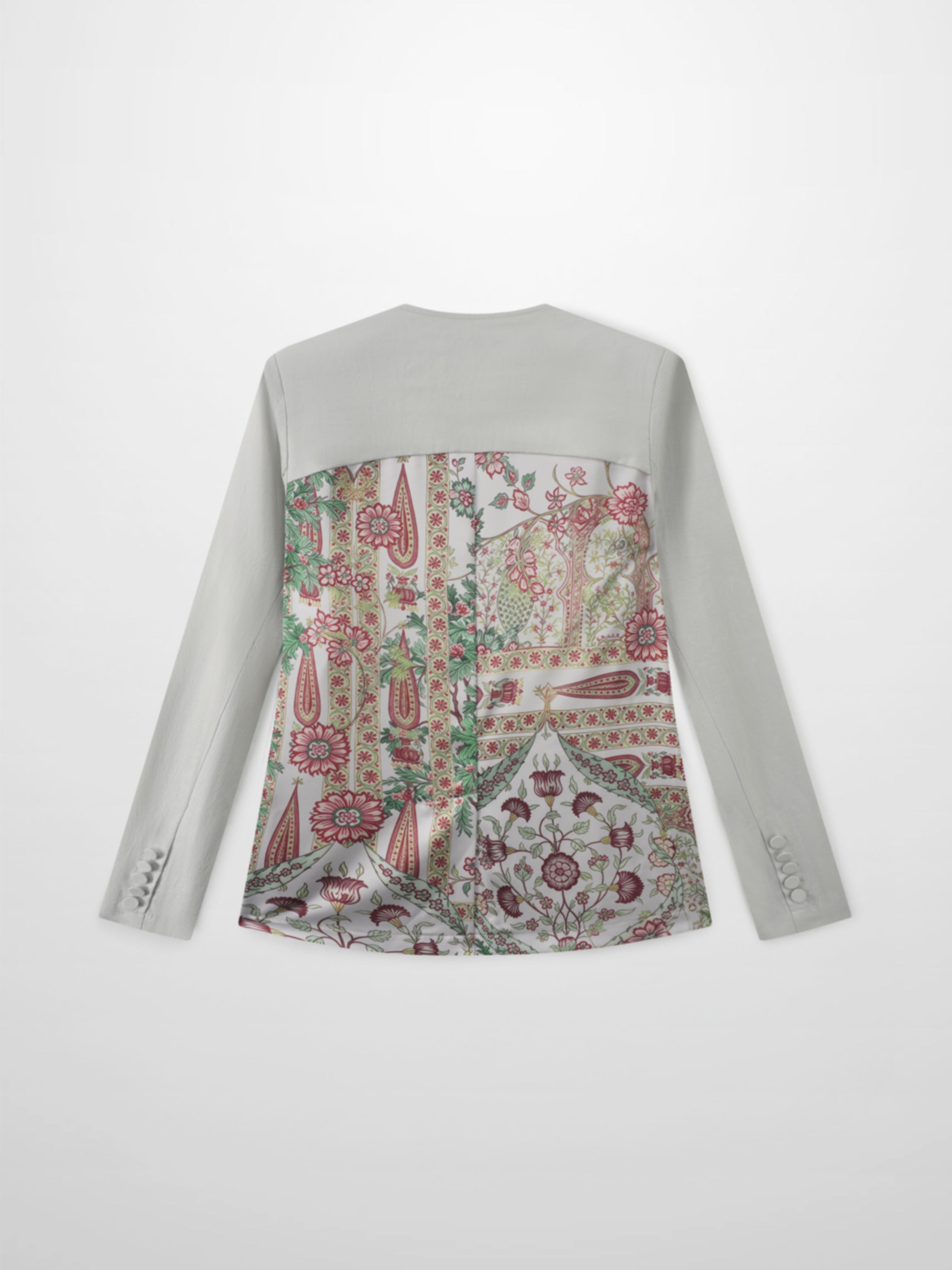 Silky Back Printed Blazer-Grey/Multi Color