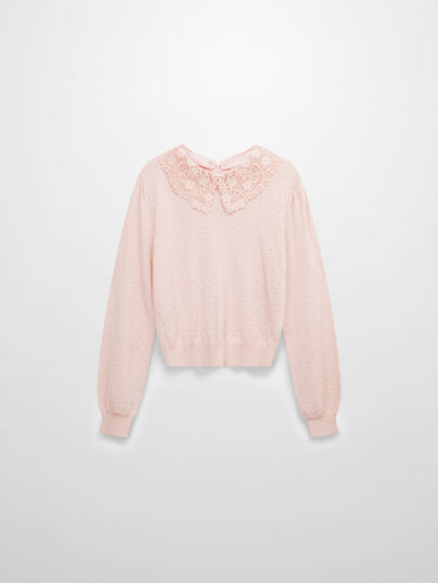 Crew Neck Pebbled Sweater-Pink