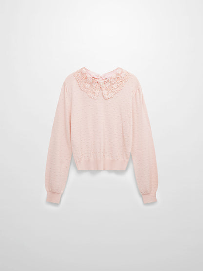 Crew Neck Pebbled Sweater-Pink
