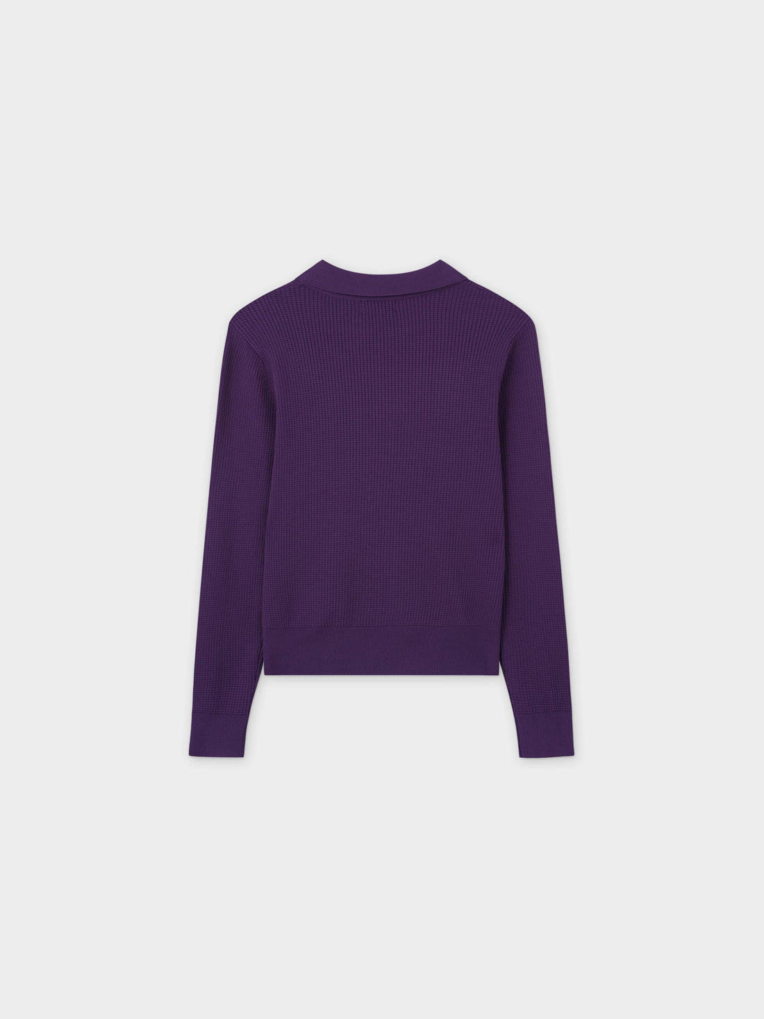 Waffle Collared Sweater-Purple