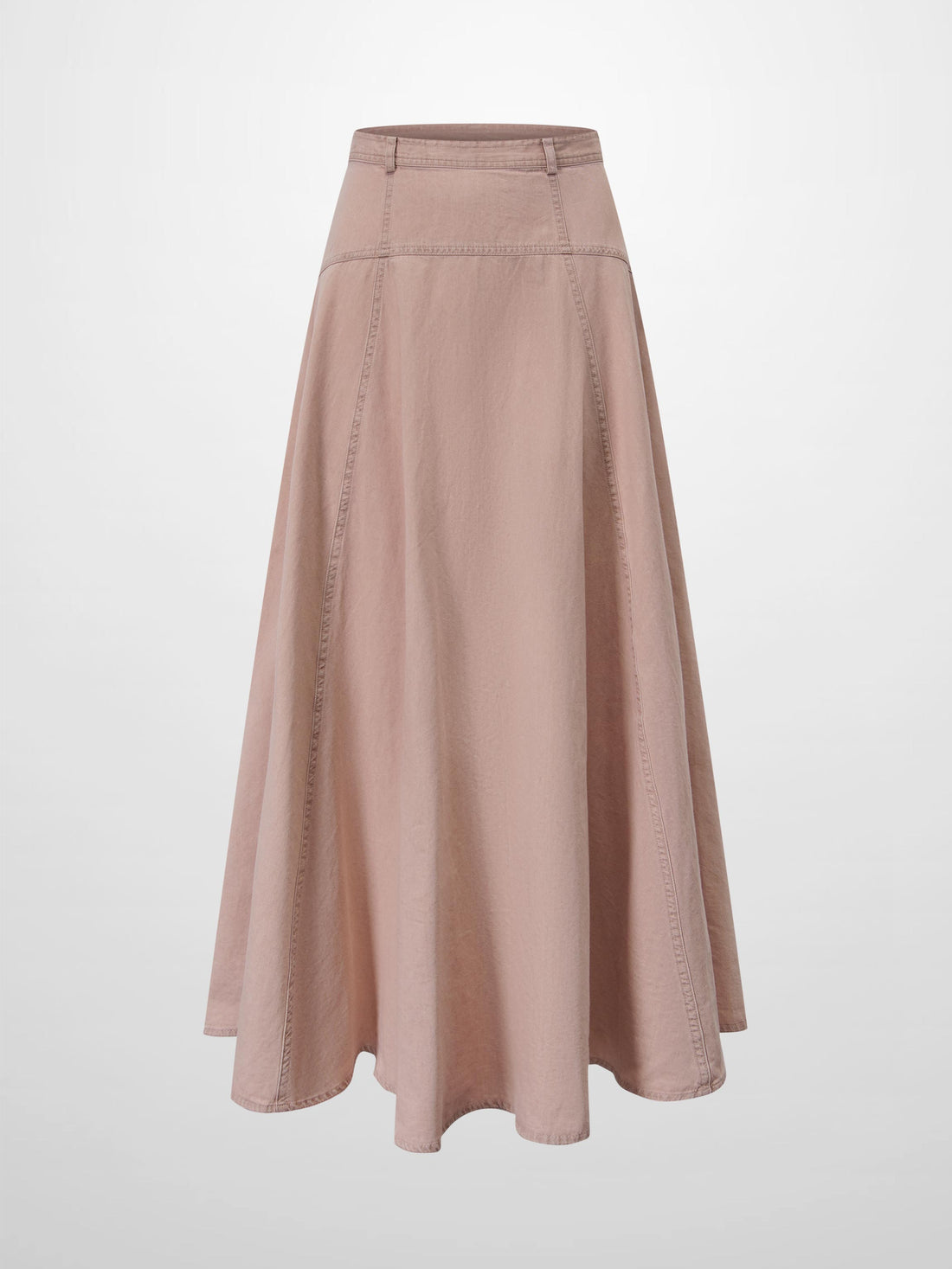 Denim Yoke Circle Skirt-Washed Pink