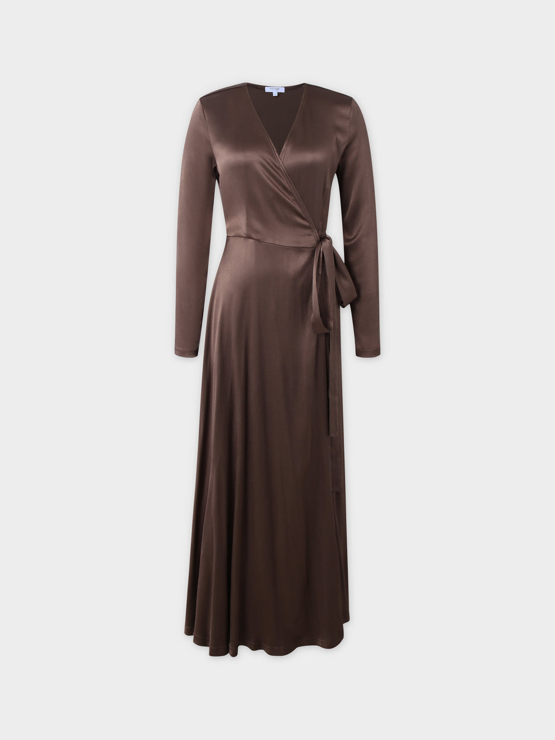 Textured Satin Wrap Dress-Bronze