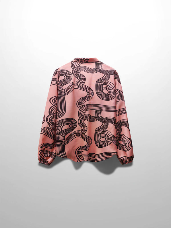 Front Placket Bow Blouse-Black Swirl