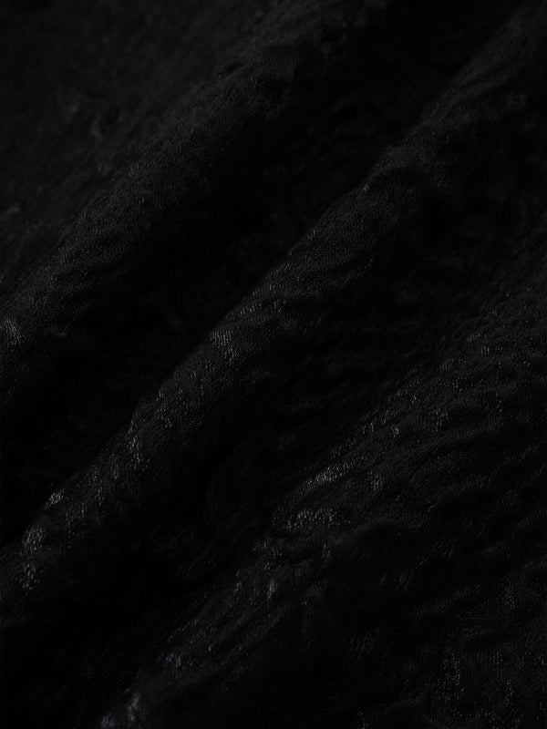 Embossed Inverted Pleat Skirt-Black