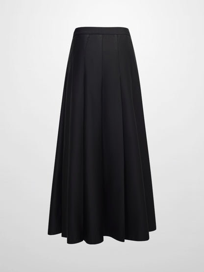 Lux Satin Pleated Skirt 37"-Black