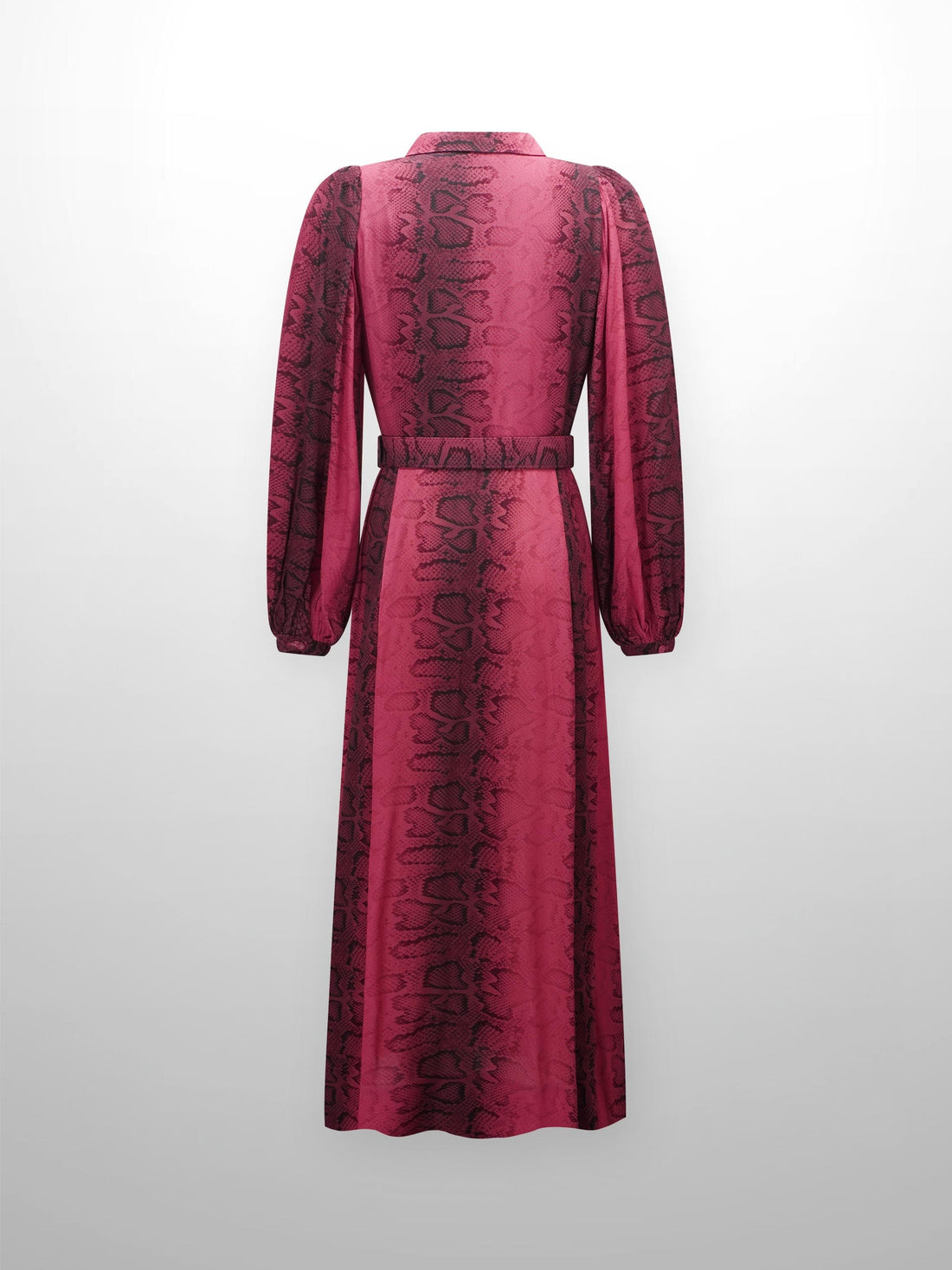 High Waisted Shirtdress-Burgundy Reptile