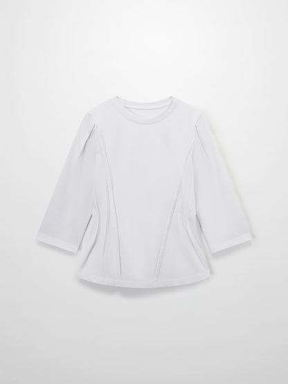 Pleat Seam T-shirt-White