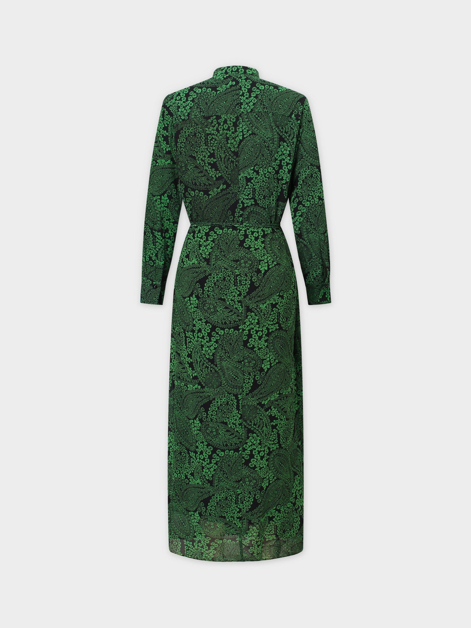 SATIN WRAP DRESS-GREEN FLORAL