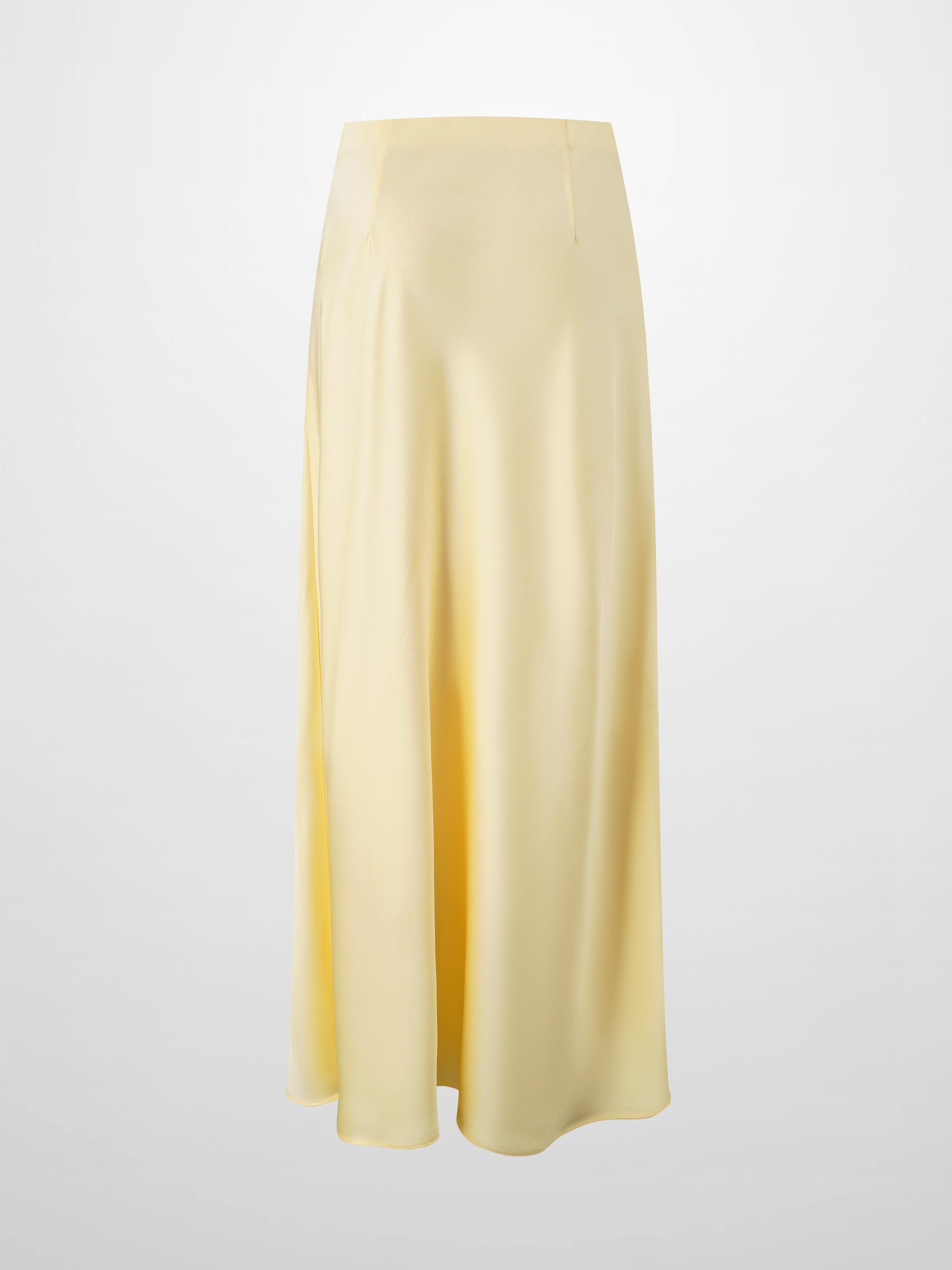 Solid Faux Satin Slip Skirt-Yellow
