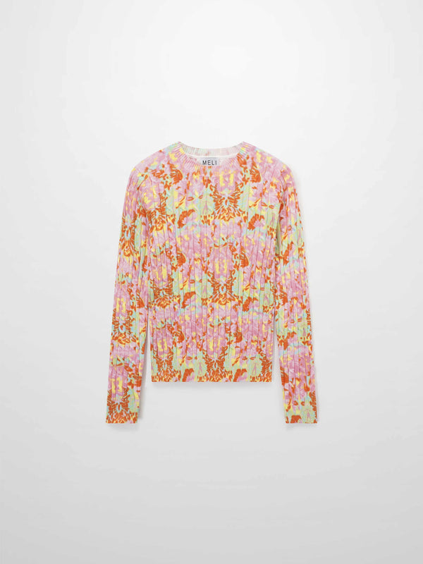 Printed Cable Sweater-Multi Color