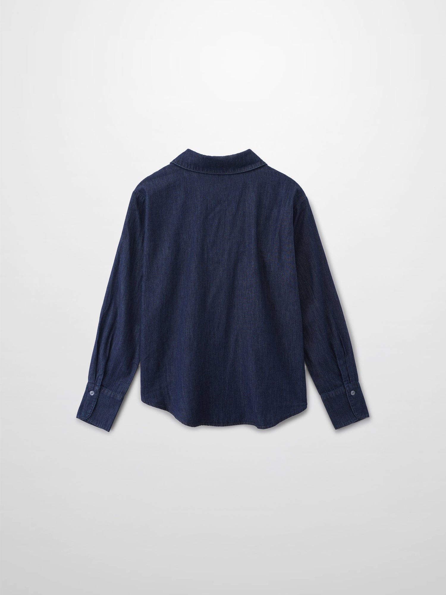 Denim Button Down Blouse-Dark Blue