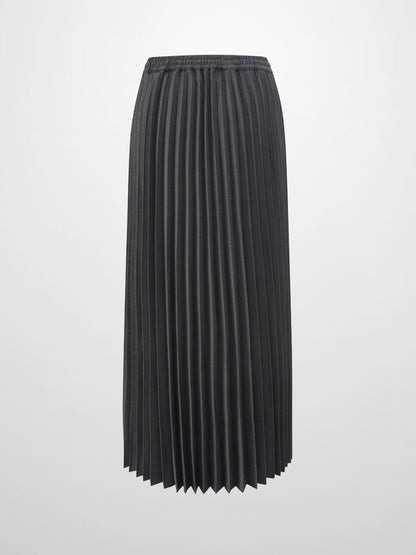 Elastic Waist Micro Pleat Skirt-Denim Black