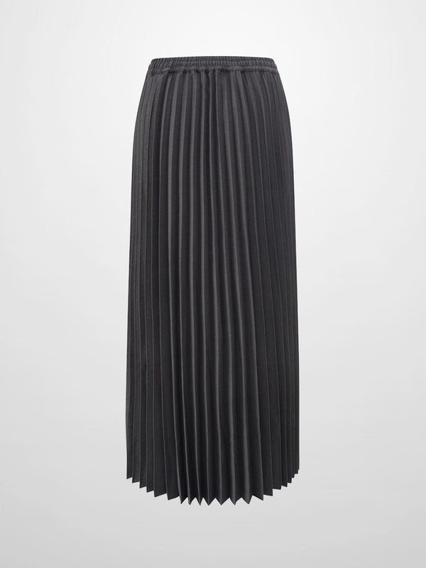Elastic Waist Micro Pleat Skirt-Denim Black