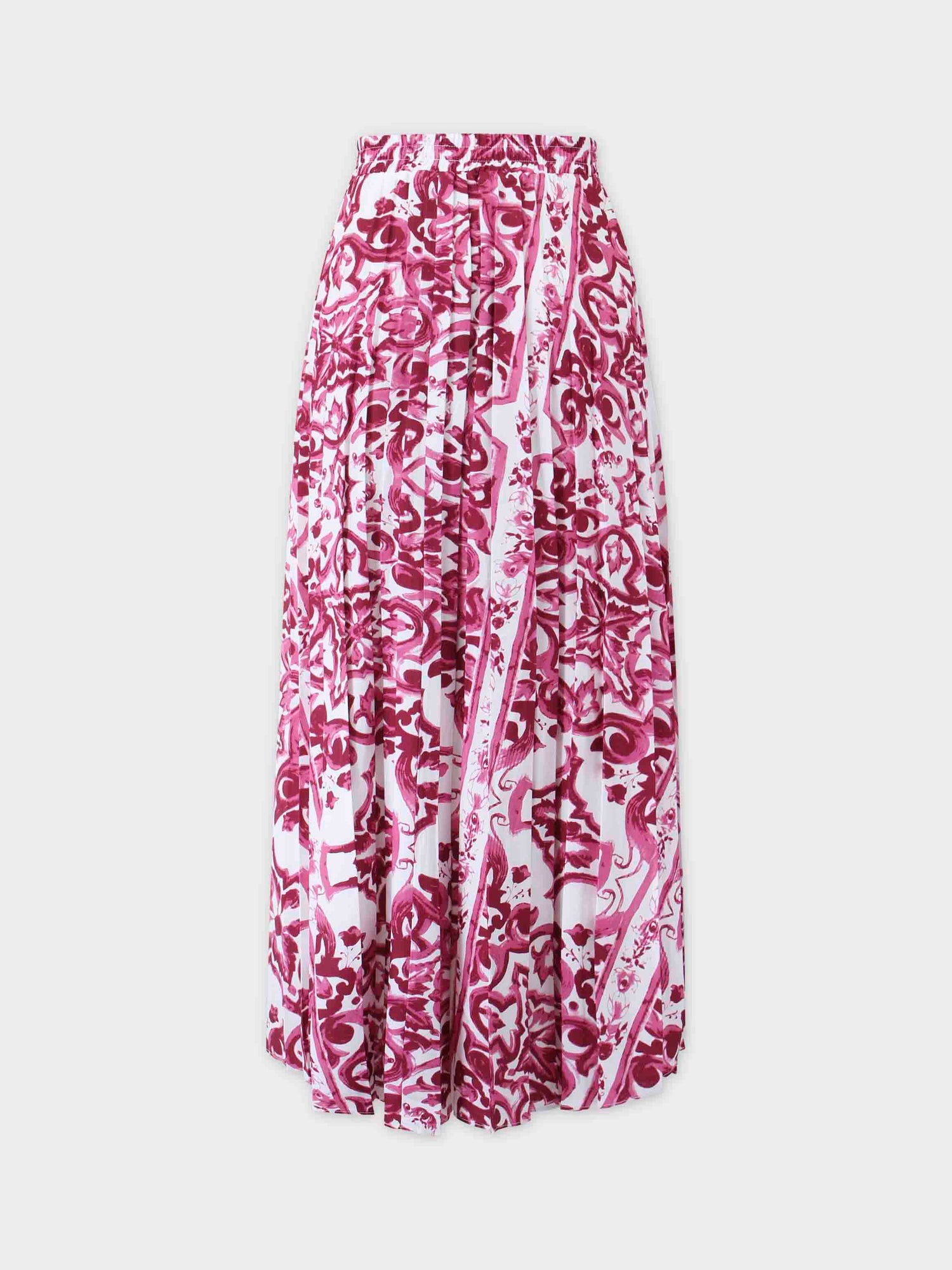 Covered Band Pleated Skirt 37&quot;-Pink Picasso