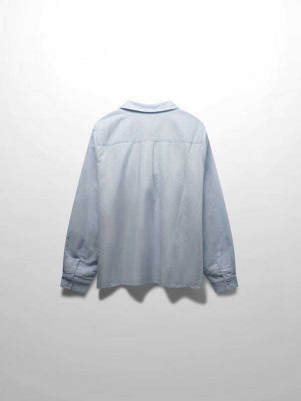 Lace Cutout Cotton Crossover Top-Light Blue