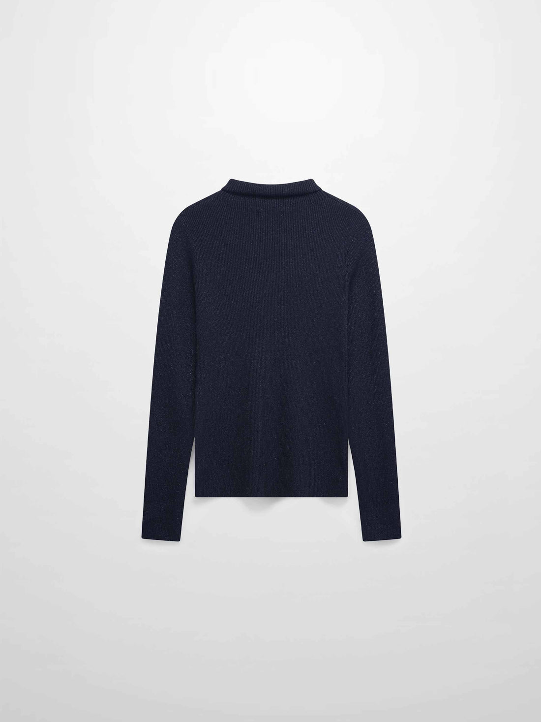 Lurex Ribbed Knit Turtleneck-Navy