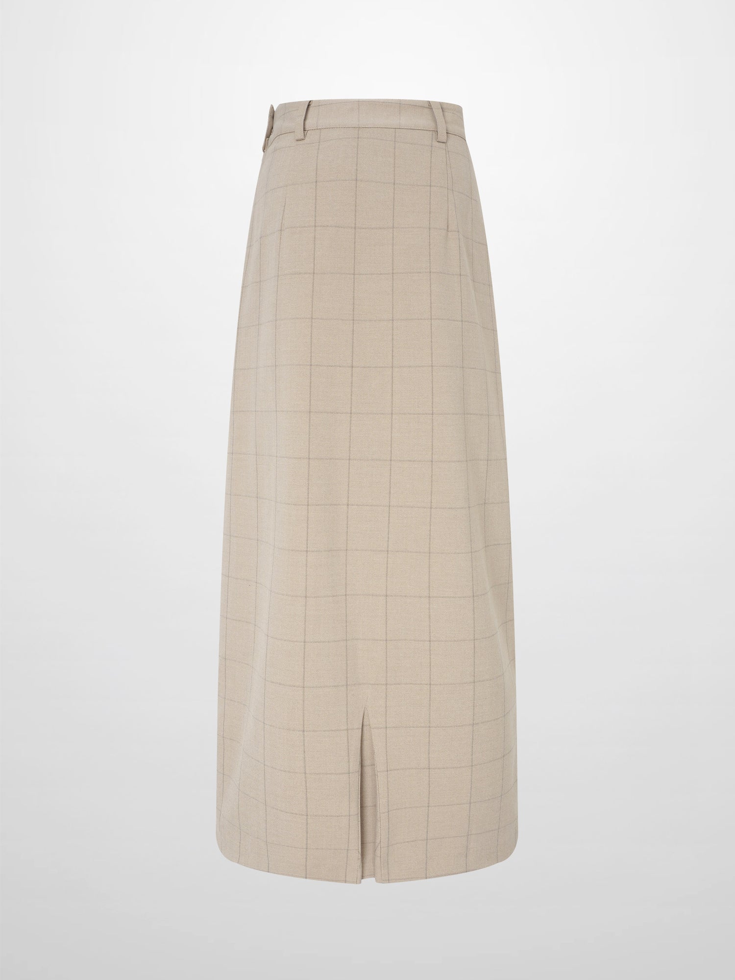 Straight Maxi Skirt - Tan Windowpane