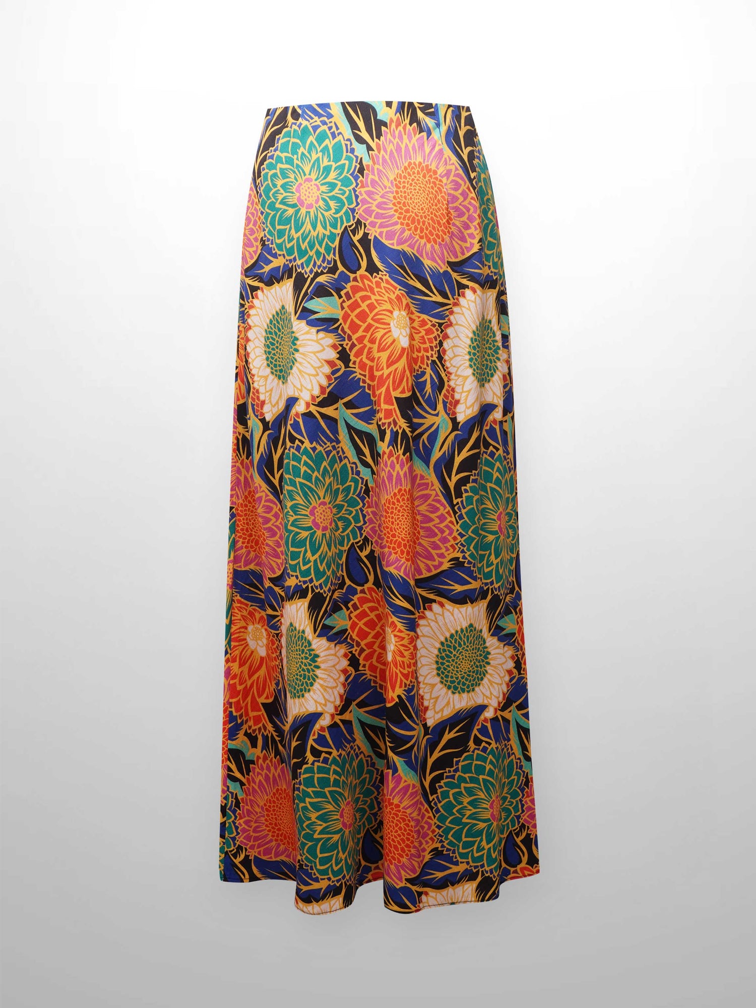 Printed Linen Blend Slip Skirt-Happy Garden