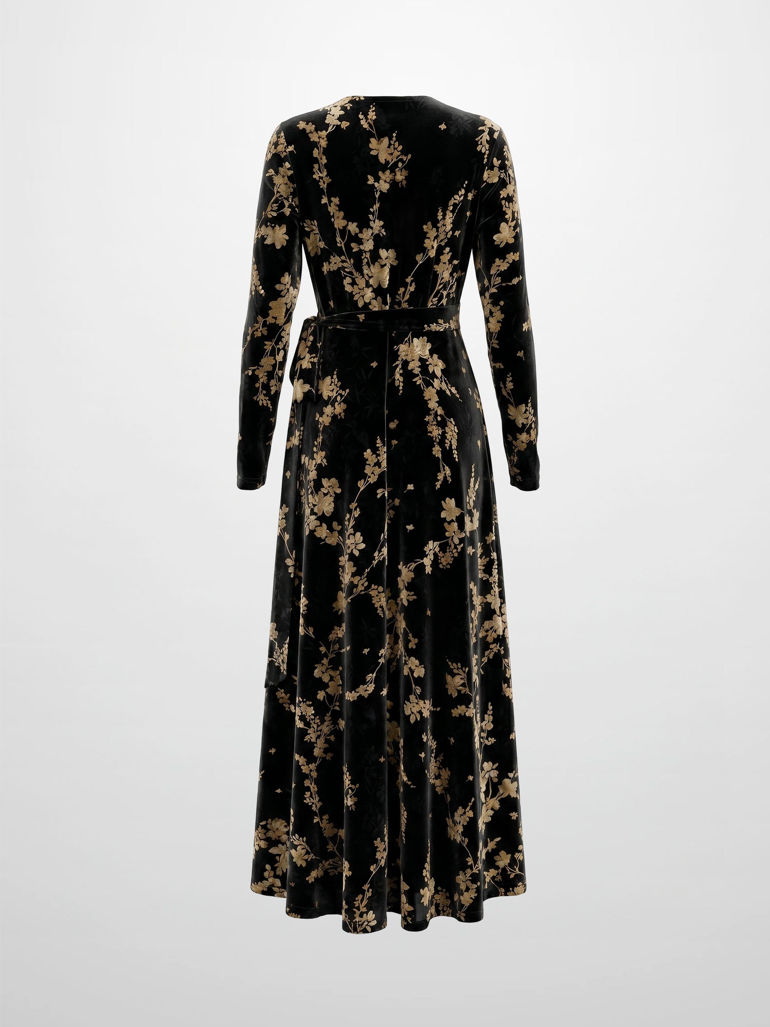 Velvet Wrap Dress - Taupe Floral