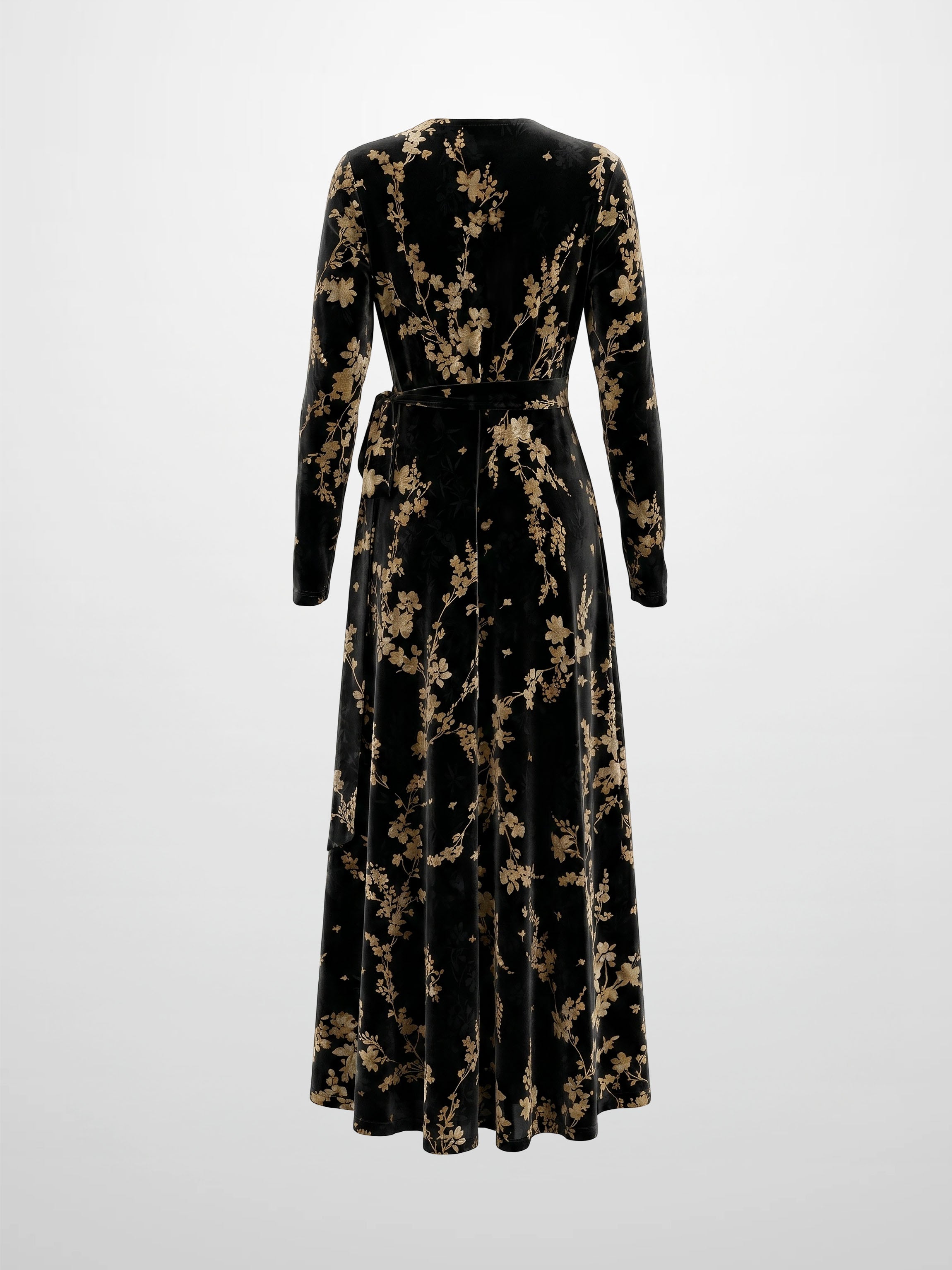 Velvet Wrap Dress - Taupe Floral