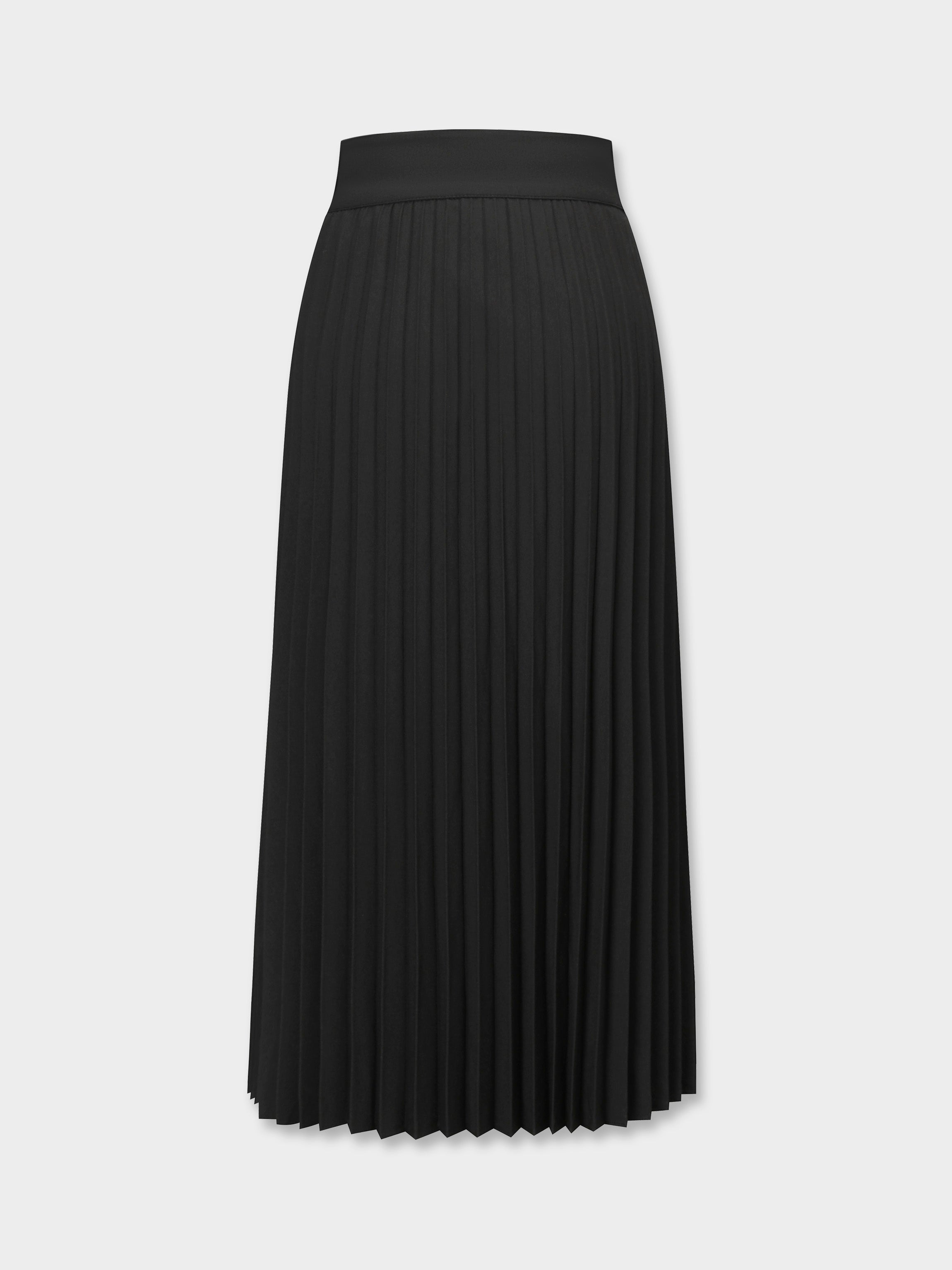 Crossover Mix Pleat Skirt-Black