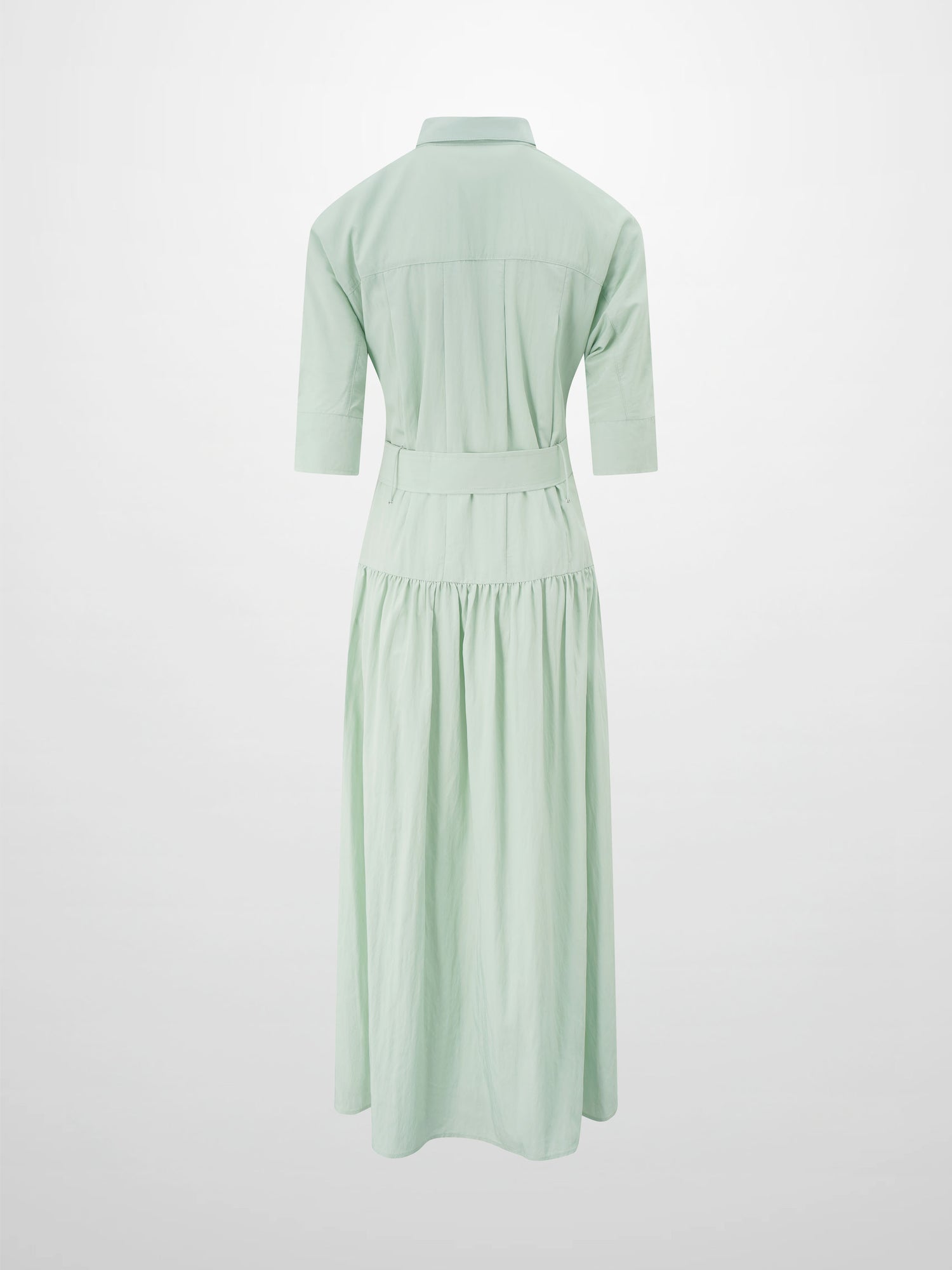 Cotton Yoke Gathered Dress-Mint