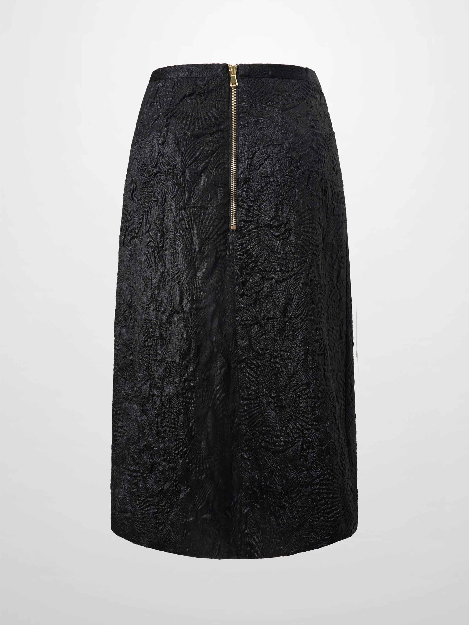 Embossed Inverted Pleat Skirt-Black