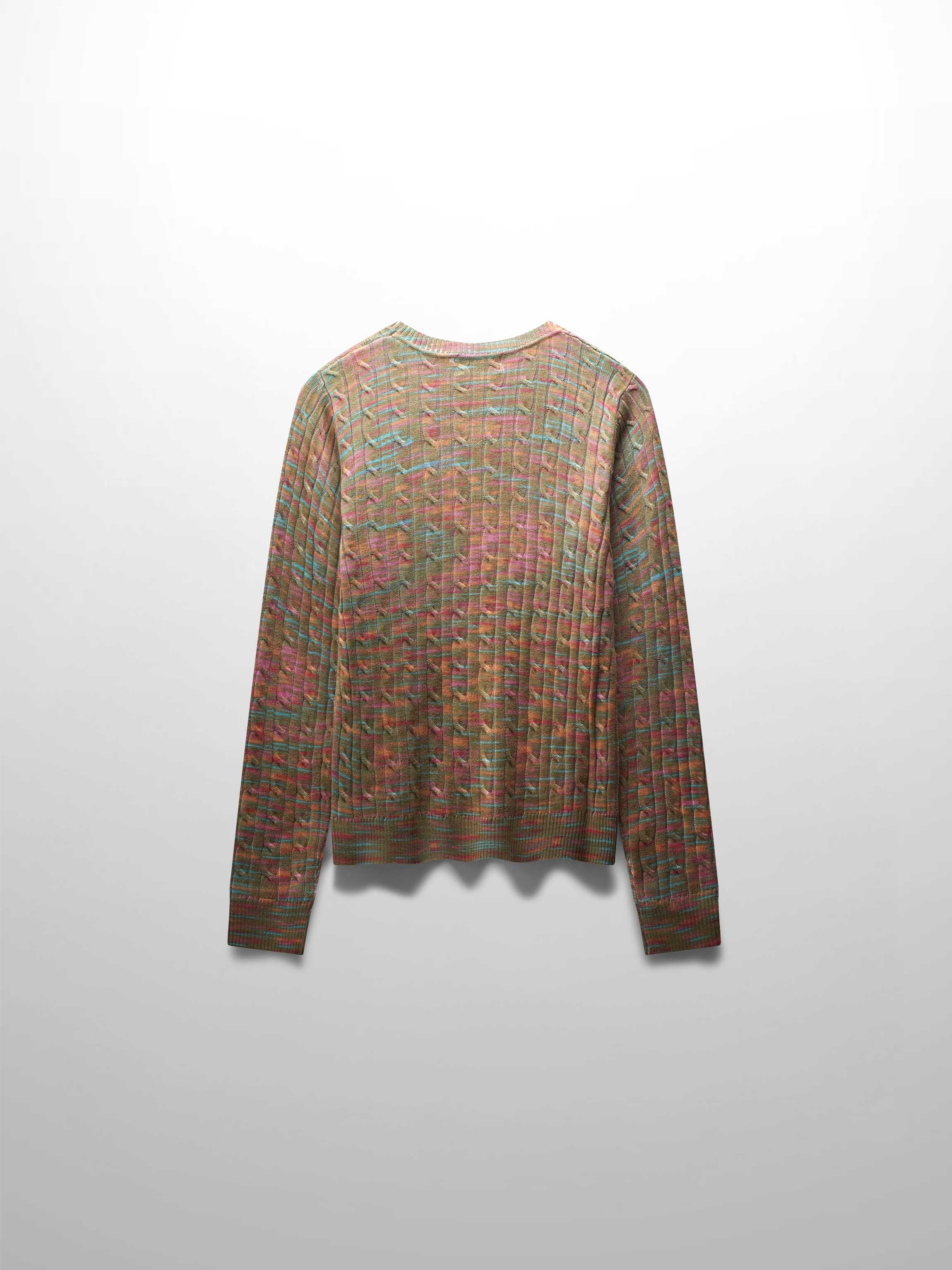 Printed Cable Knit Sweater-Pastel Ombre