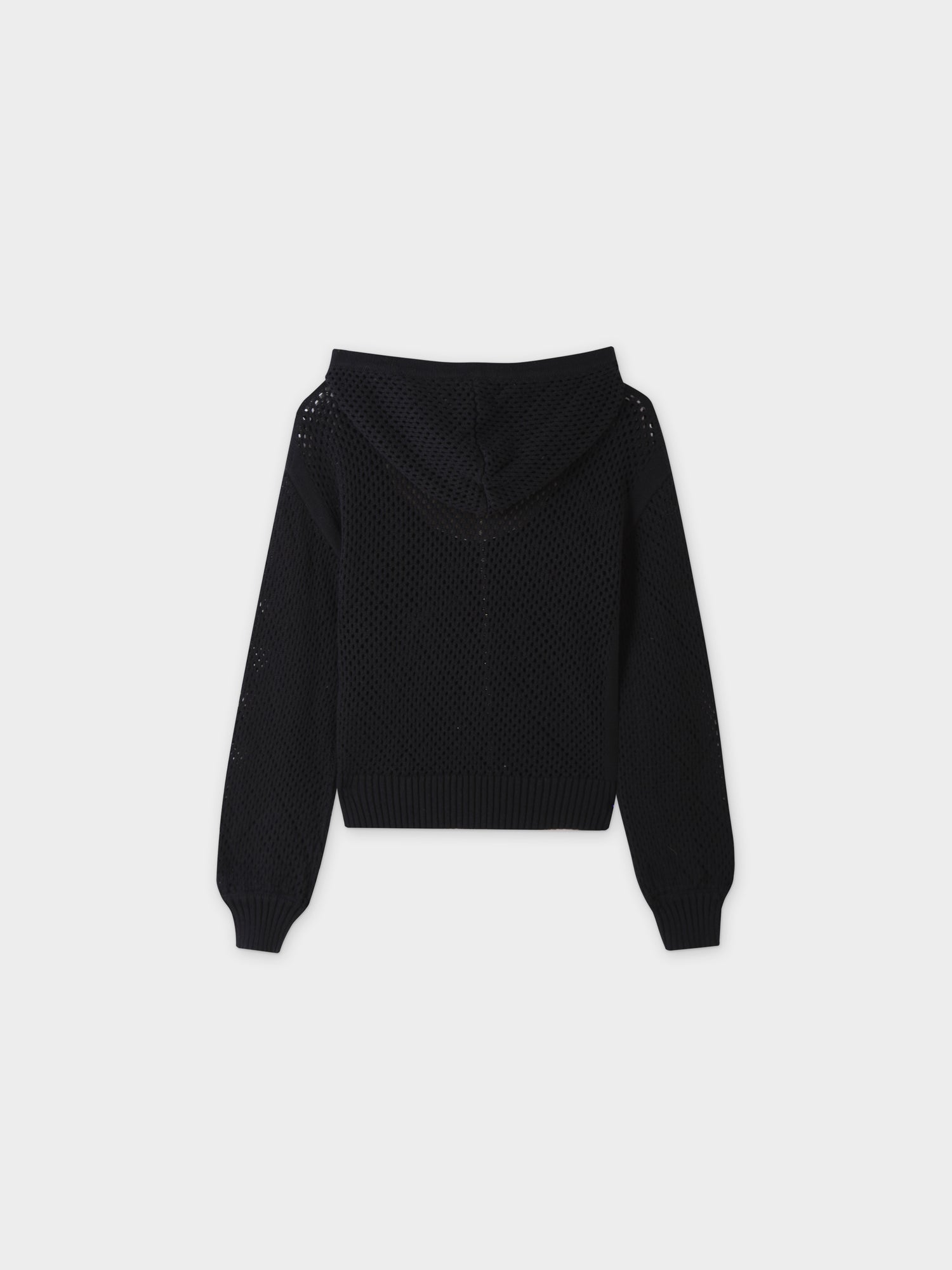 Zip Up Crochet Hoodie-Black – Fame on Central - Main Image