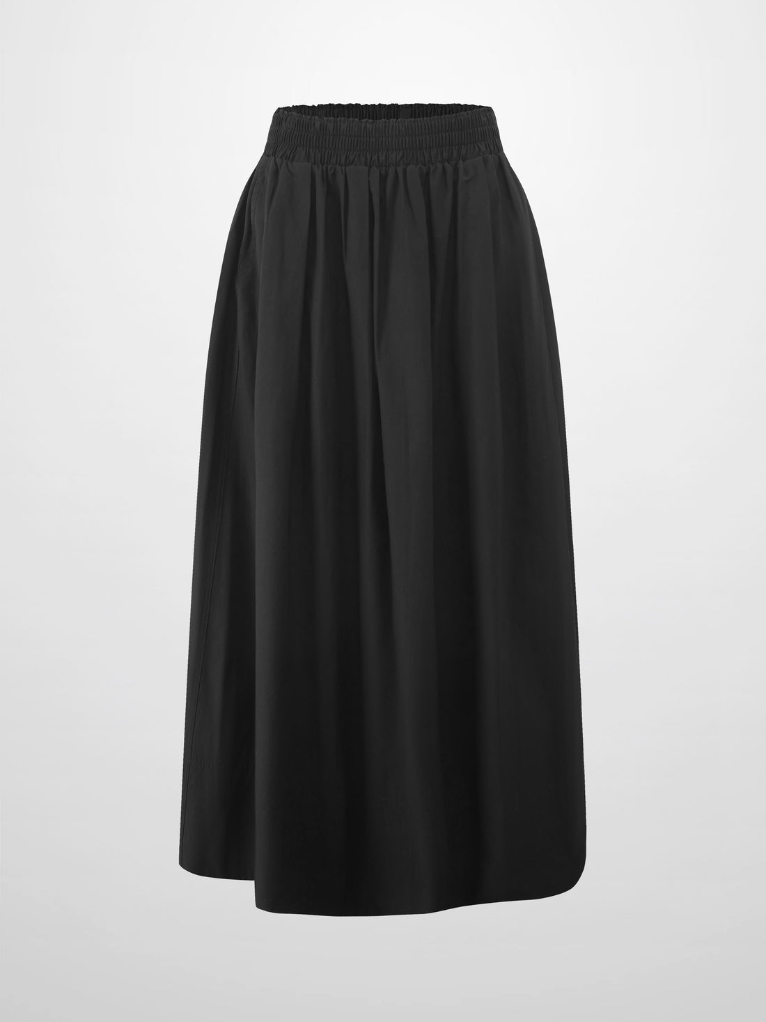 Elastic Waist Gathered Skirt-Black