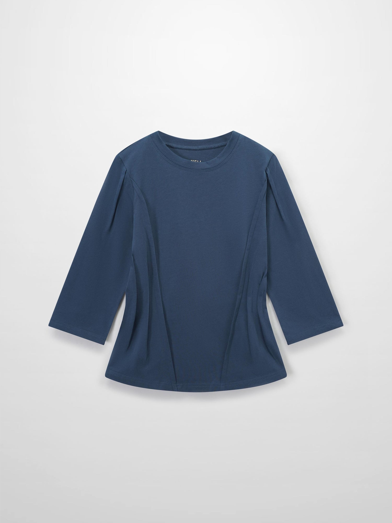Pleat Seam T-shirt-Denim Blue