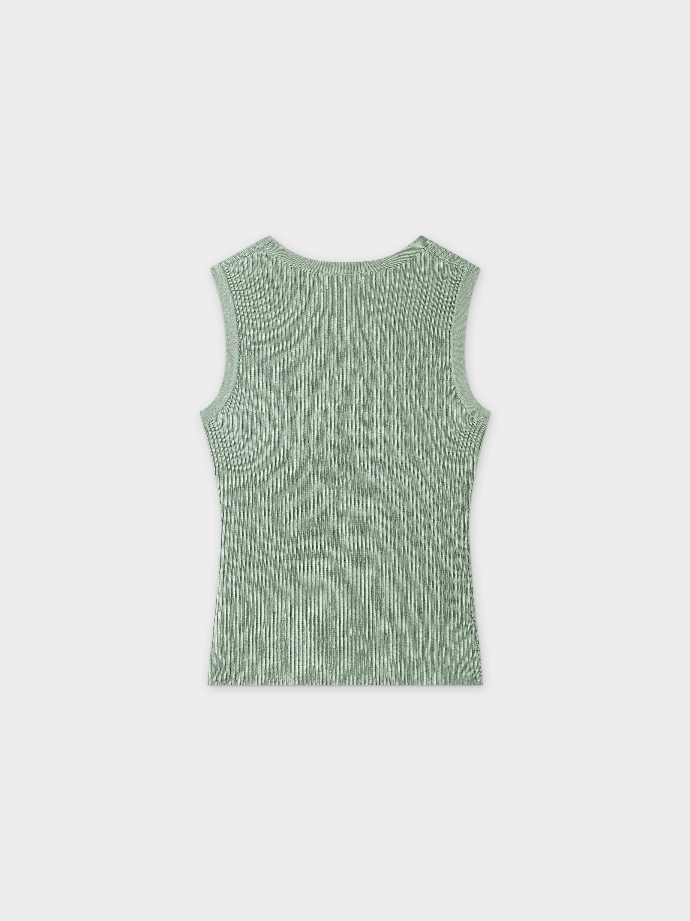 Sleeveless Ribbed Crew-Seafoam