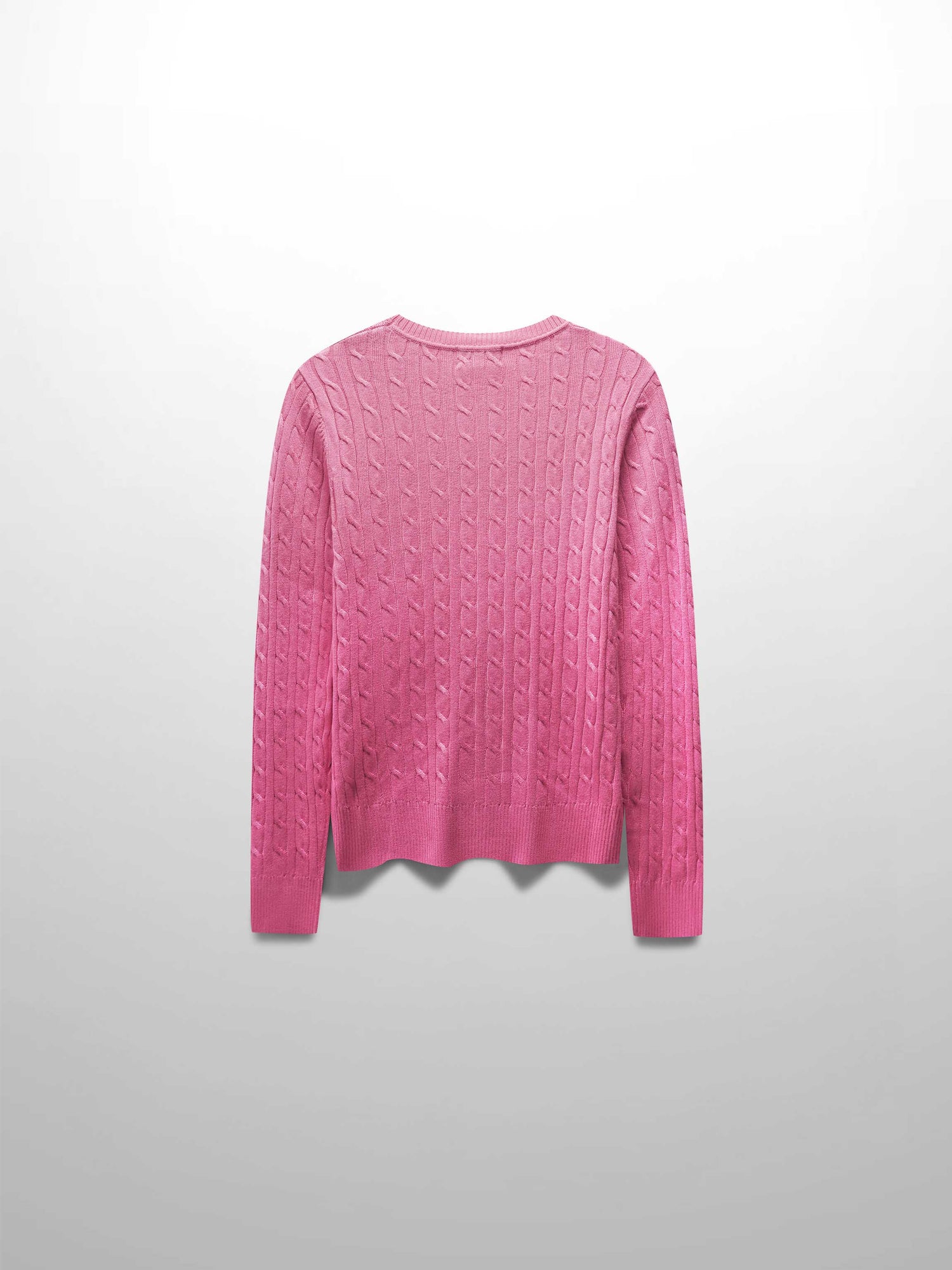 Knit Cable Sweater-Rose Pink