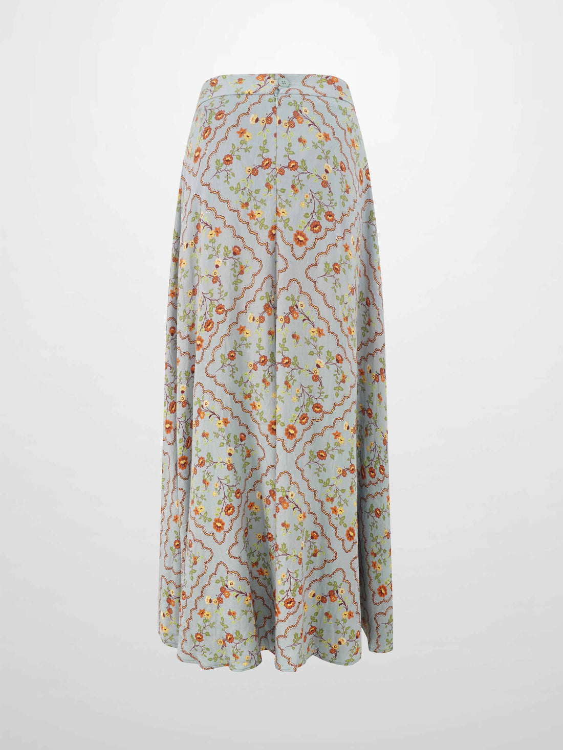 Full Belted Print Skirt-Diamond Floral