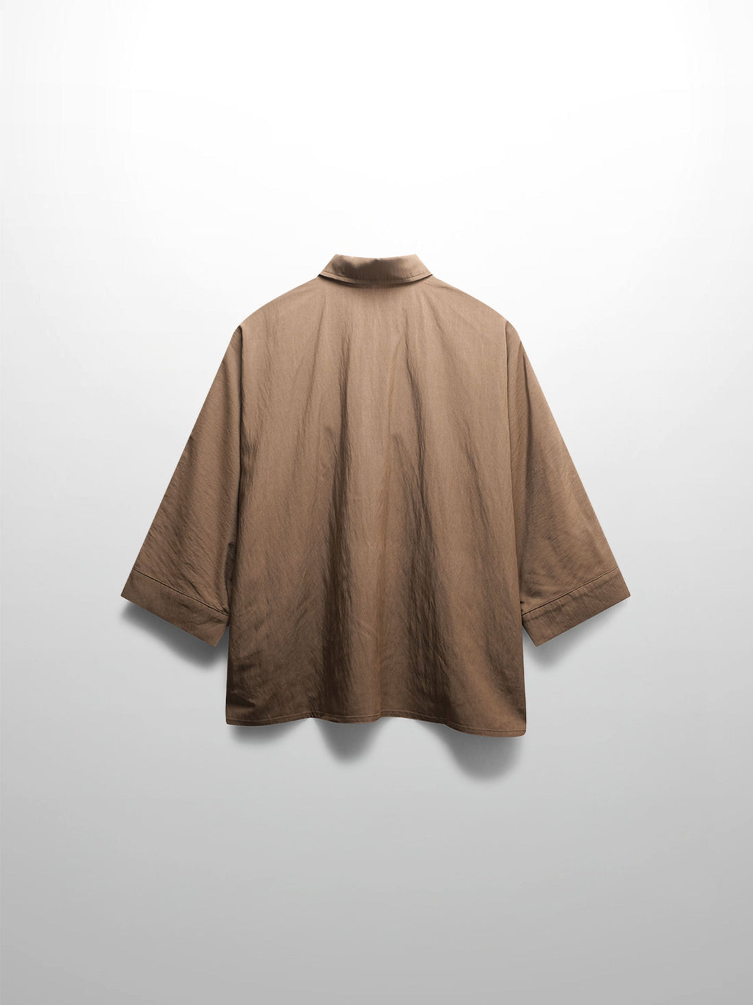 Boxy Dolman Sleeve Crinkle Blouse-Brown