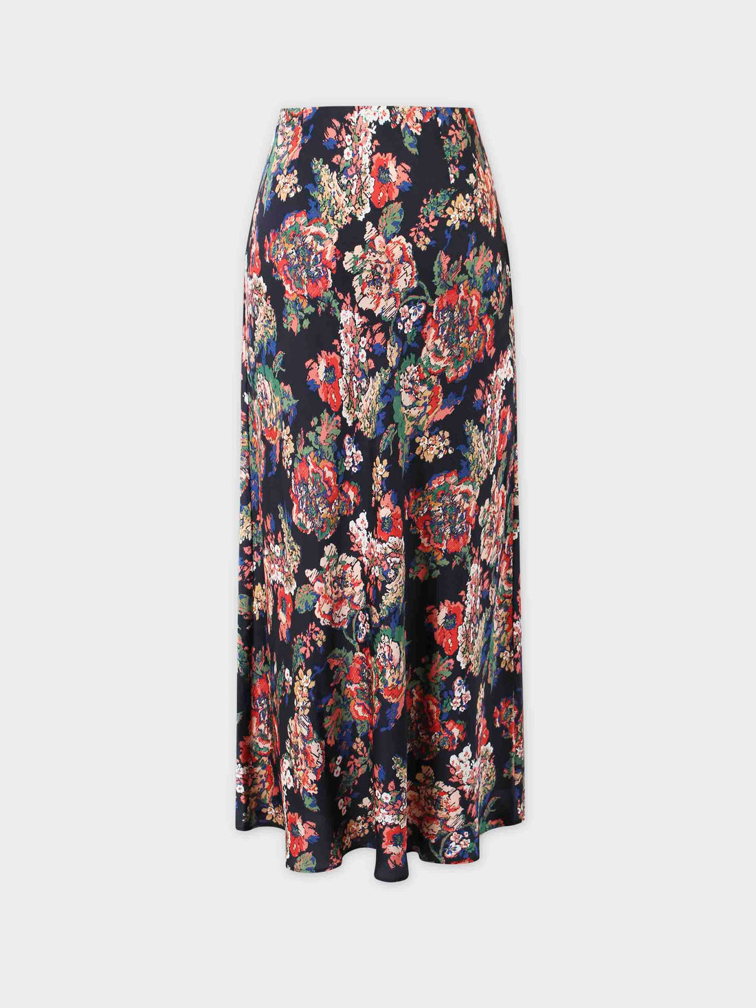 Printed Satin Slip Skirt-Vintage Floral